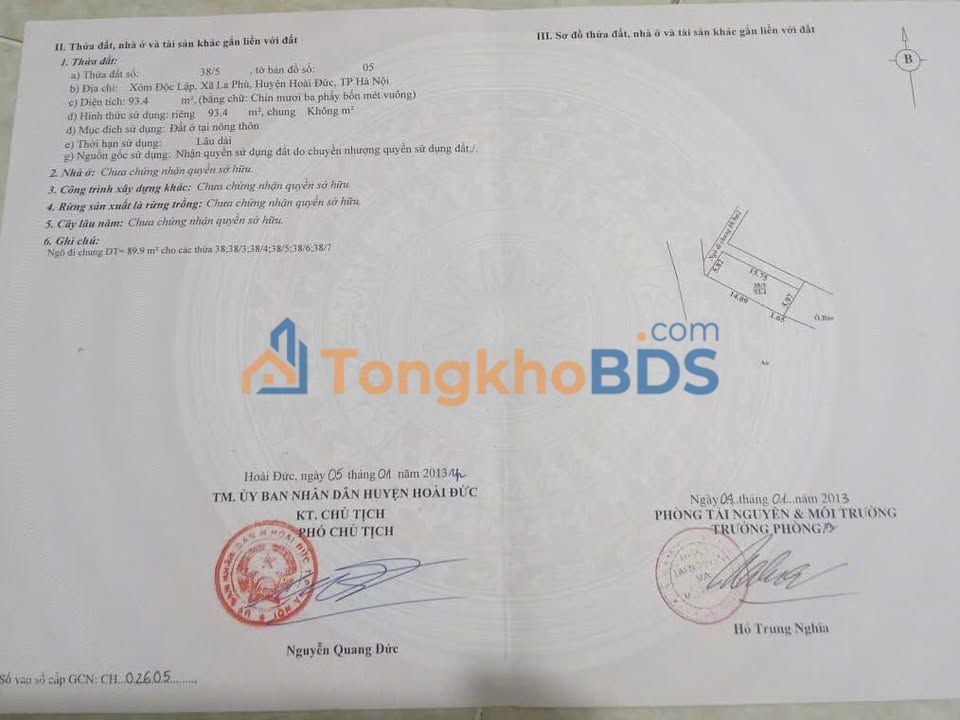 Đất nền An Khánh Hoài Đức 93m² 5.58 tỷ Sổ đỏ chính chủ