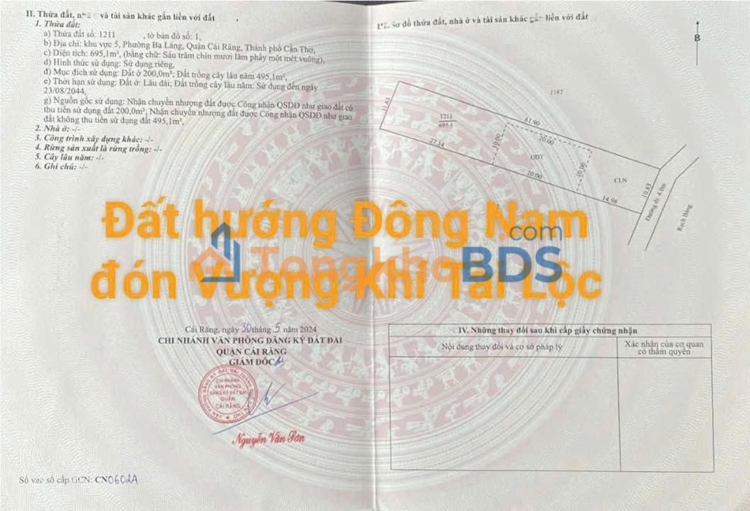 Đất nền Ba Láng 695m² 3.39 tỷ - Tiềm năng tăng giá