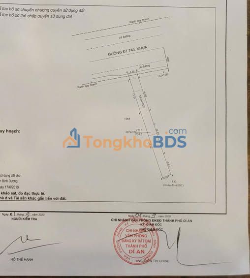 Đất DT743A Dĩ An 235m² 5 tỷ - Đường to ô tô