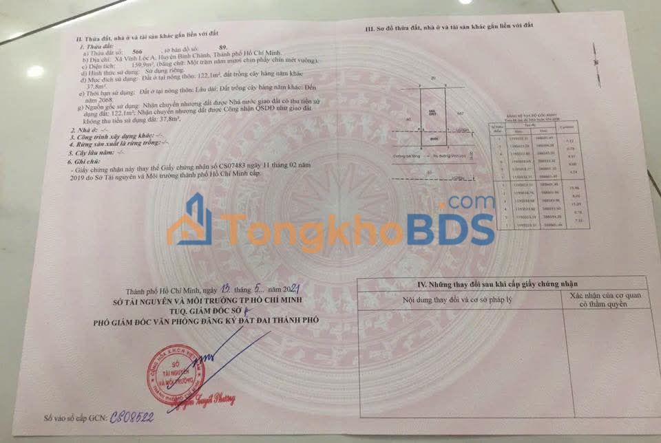 Đất nền 160m² Đường 1A Vĩnh Lộc A Bình Chánh - Sổ hồng chính chủ