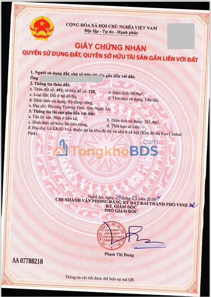 Nhà phố Đại lộ Âu Cơ Vinh 90m² 7 tỷ - Chính chủ bán