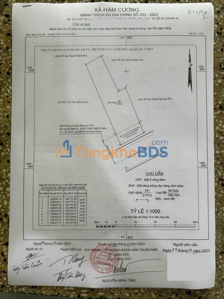 Đất nền QL1A Hàm Phú 2000m² 9,9 tỷ - Sổ đỏ chính chủ