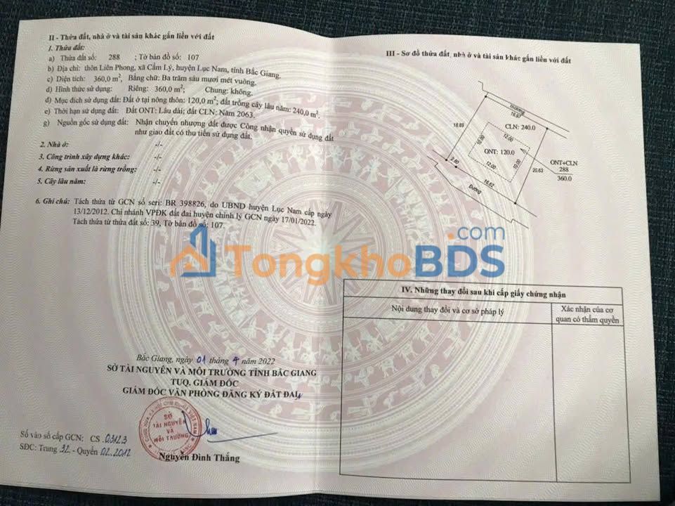 Đất nền Liên Phong Lục Nam 360m² 900-999 triệu - Giá tốt hiếm có