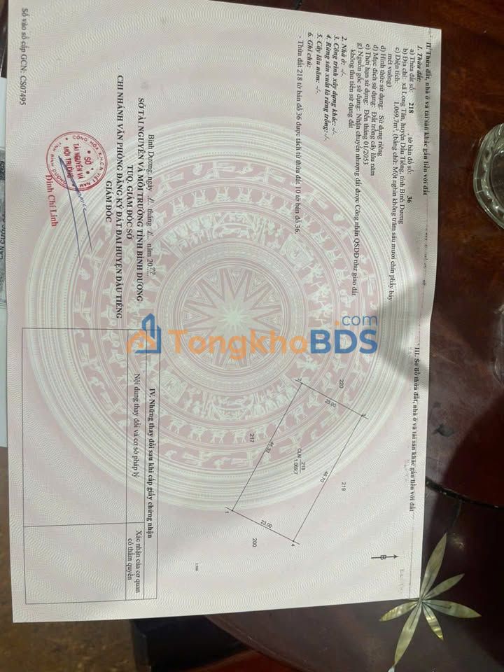 Đất nền Long Tân Dầu Tiếng 1069m² 780 triệu - Xây dựng tự do