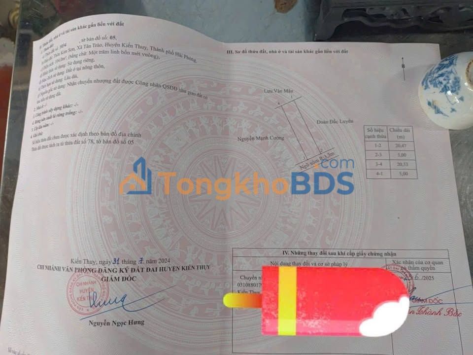 Đất thổ cư Tân Trào Kiến Thụy 104m² 1 tỷ - Sổ đỏ