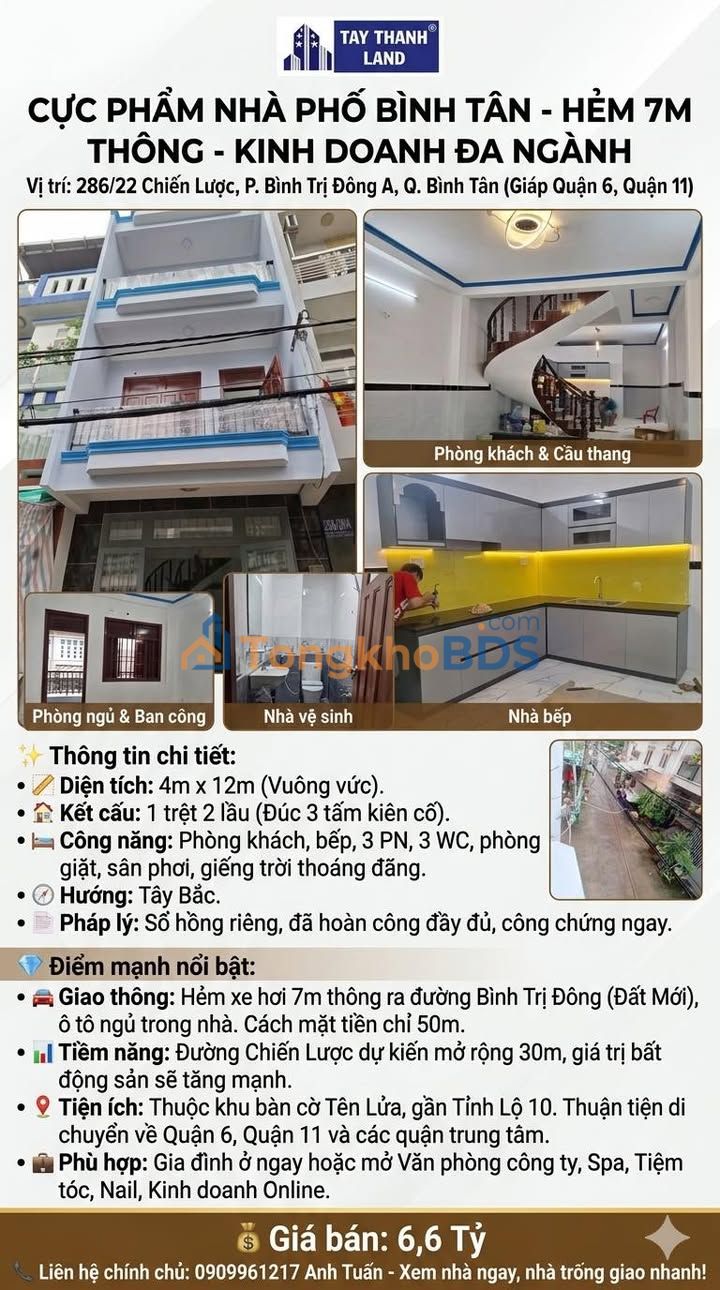 Nhà phố Chiến Lược Bình Tân 48m2 6.6 tỷ - Chính chủ bán