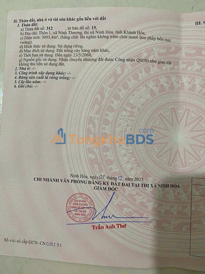 Đất nền Thôn 1 Ninh Thượng 3000m² giá 3xx triệu, đường to ô tô