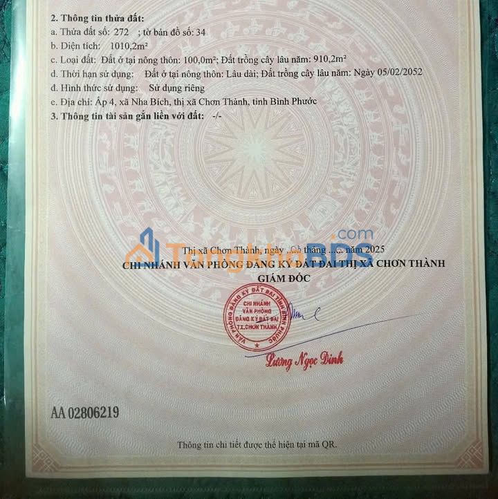 Đất nền DT756 Bàu Bàng 1010m² 970 triệu - Sổ đỏ chính chủ