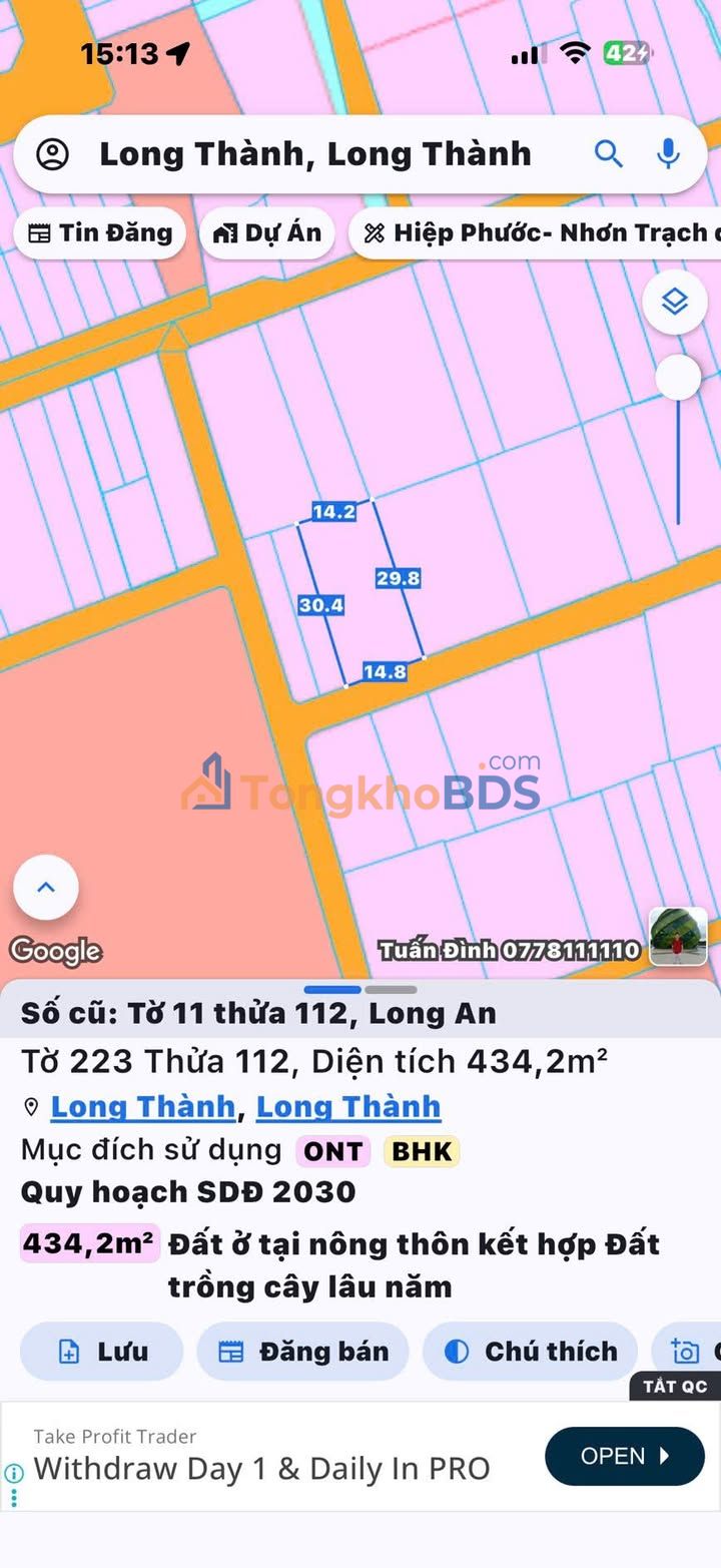 Đất nền Long Nguyên 434m² đầu tư - Sổ đỏ chính chủ