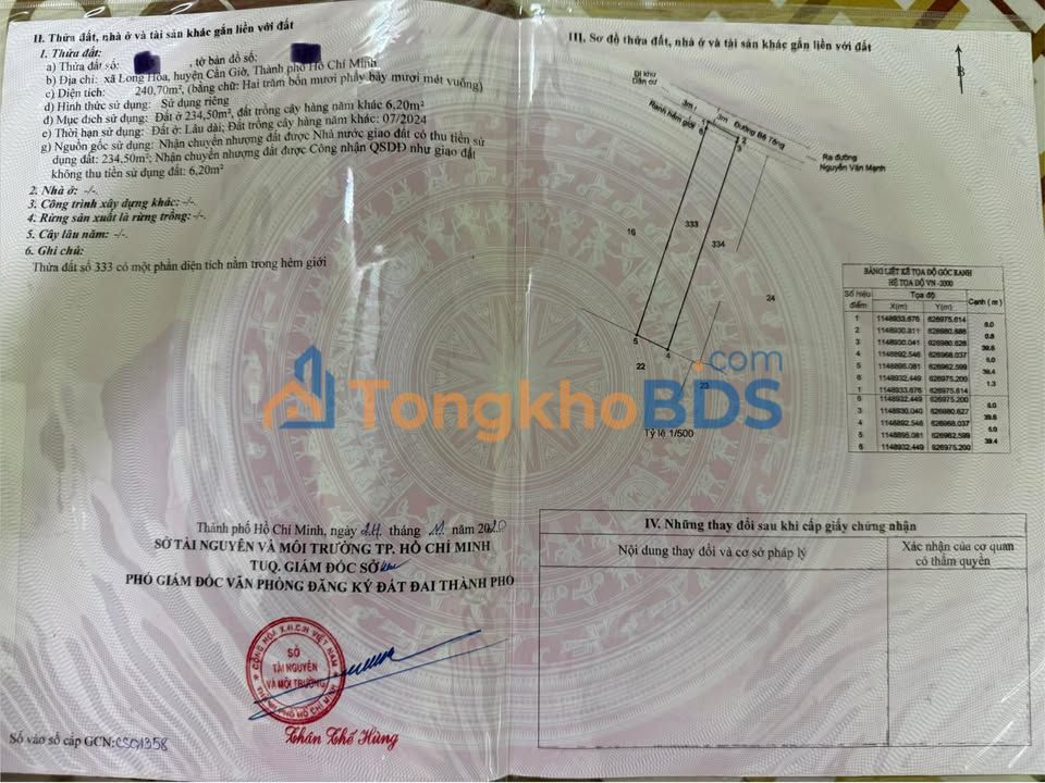 Đất nền Cần Giờ Nguyễn Văn Mạnh 241m² 6.5 tỷ - Tiềm năng tăng giá