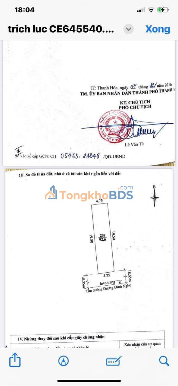 Đất Dương Đình Nghệ Thanh Hóa 109m² 8.9 tỷ - Sổ đỏ chính chủ