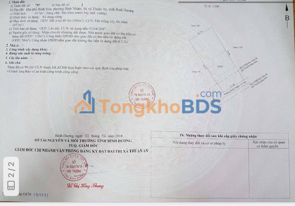 Đất nền Bình Nhâm 27 Thuận An 617m² 9.999 tỷ - Sổ đỏ chính chủ