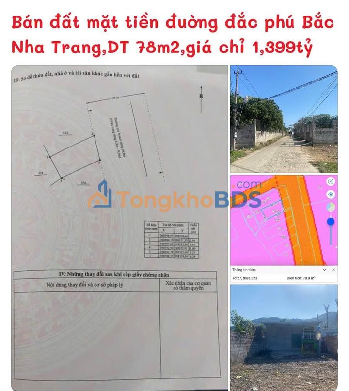 Đất Đắc Phú Nha Trang 79m² 1,399 tỷ - Đường to ô tô