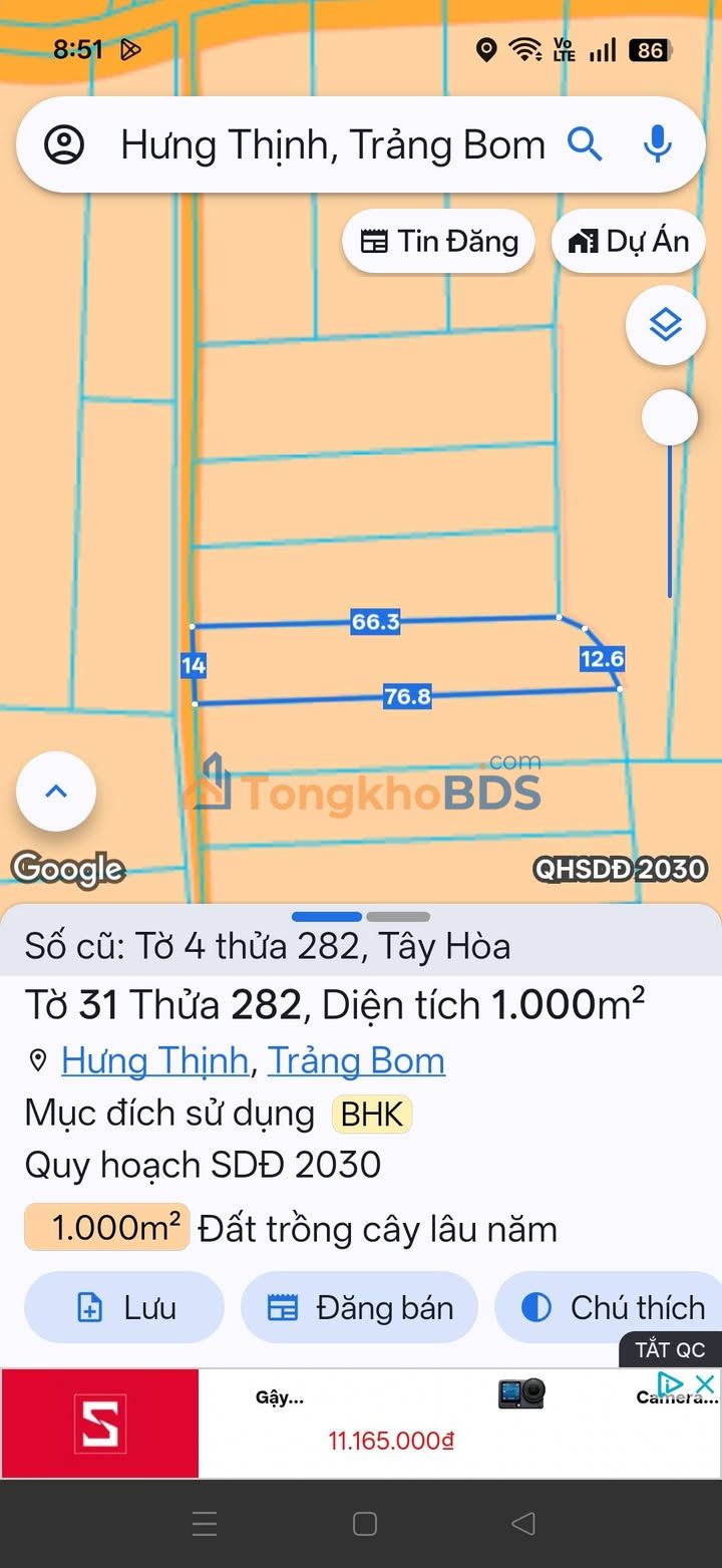 Đất nền Bửu Hòa Biên Hòa 360m² 1.1 tỷ - Đường to ô tô