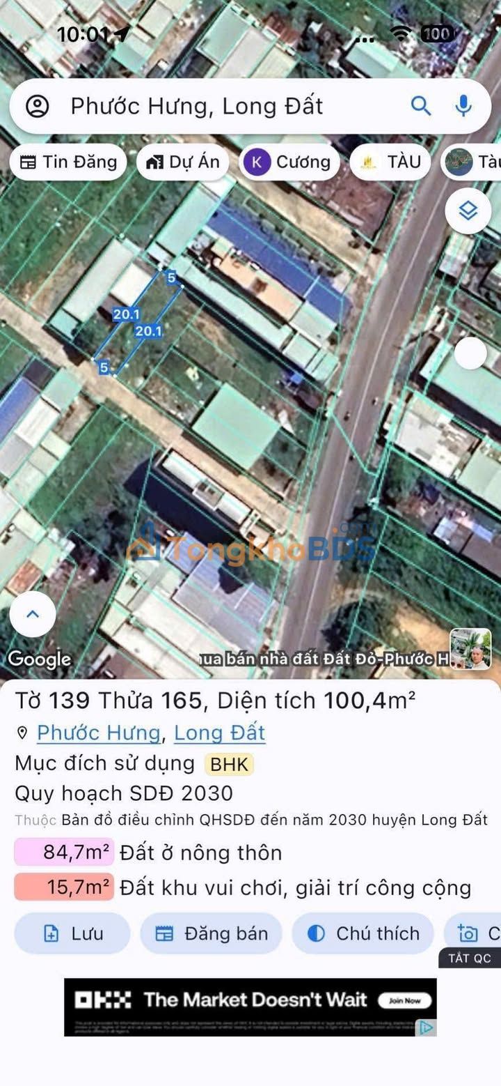 Đất Phước Hưng Long Đất 1.1 tỷ - Sổ đỏ chính chủ