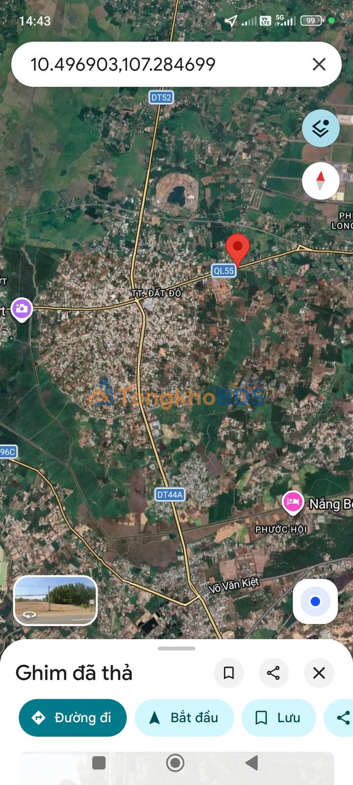 Đất nền QL55 Đất Đỏ 727m² giá 3.2 tỷ - Đường to ô tô