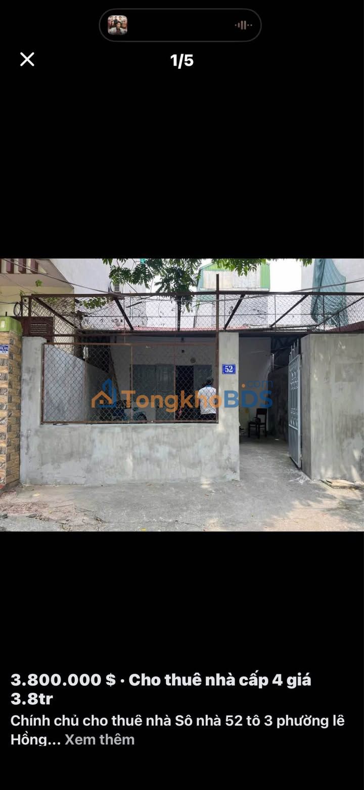 Nhà cấp 4 Lê Hồng Phong 4 triệu - Sẵn sàng ở ngay