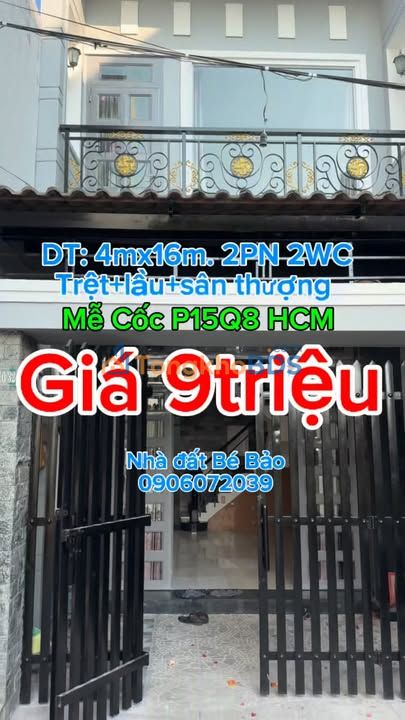 Nhà thuê Mễ Cốc P15 Q8 64m² 9 triệu - Sẵn sàng ở ngay