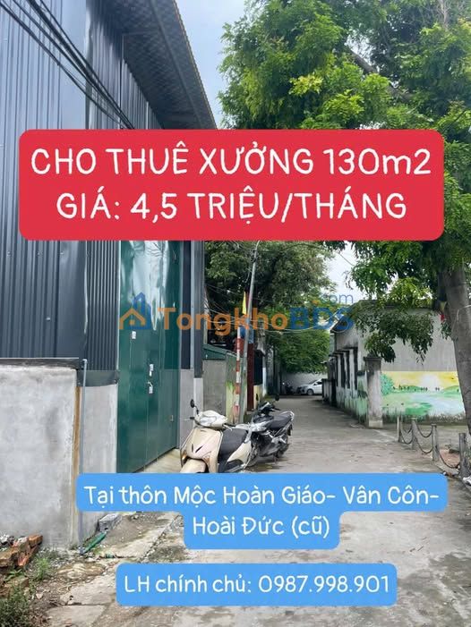 Kho xưởng Vân Côn 130m² giá 4,5 triệu - Hoạt động ngay