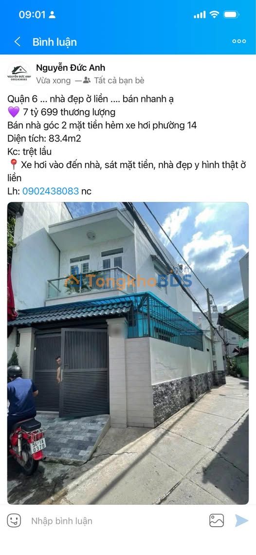 Nhà riêng Phường 14 Quận 6 83m² 7.699 tỷ - Ô tô vào nhà