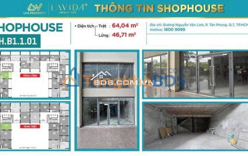 Shophouse Lavida Plus Q7 100m2 60 triệu - Mặt tiền kinh doanh