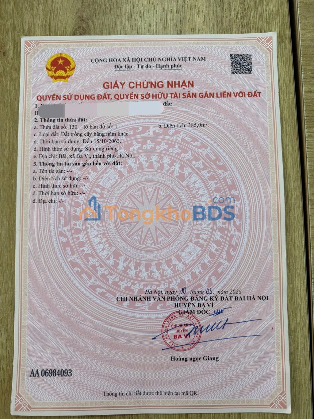 Nhà riêng Ba Vì 398m² giá 360 triệu - Sổ hồng sẵn