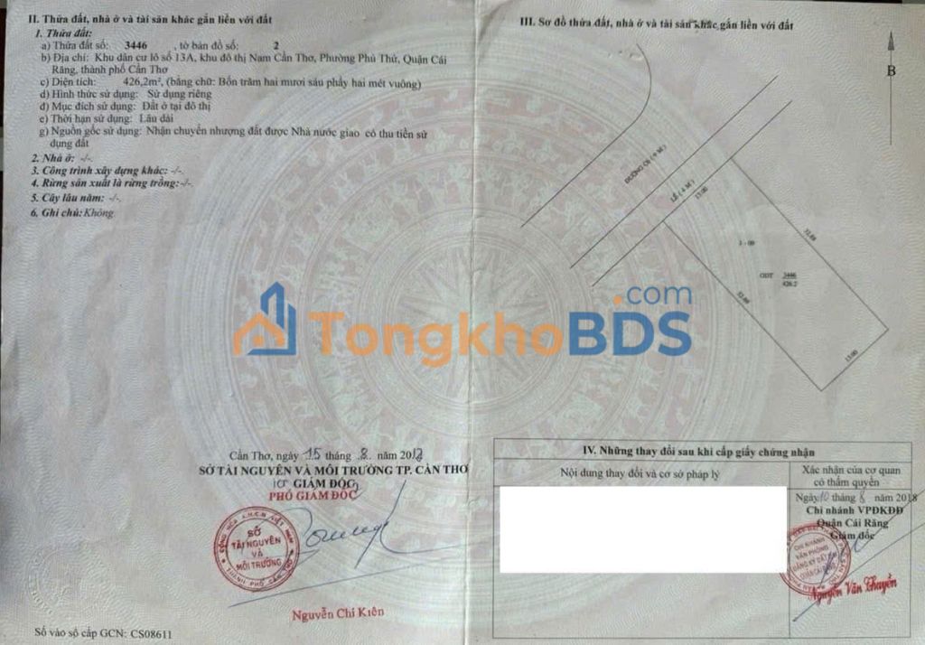 Đất nền Hưng Phú Cần Thơ 426m² 7.5 tỷ - Sổ đỏ chính chủ