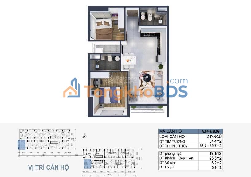 Căn hộ Mường Thanh Phú Hữu 64m² 45-50tr/m² - Hướng tốt