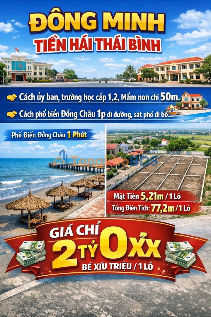 Đất nền Đông Minh Tiền Hải 77m² giá 2 tỷ - Sổ đỏ chính chủ