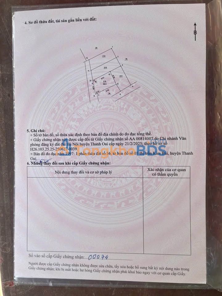 Đất thổ cư Kim Bài Hà Nội 57m² 2.26 tỷ - Sổ đỏ rõ ràng