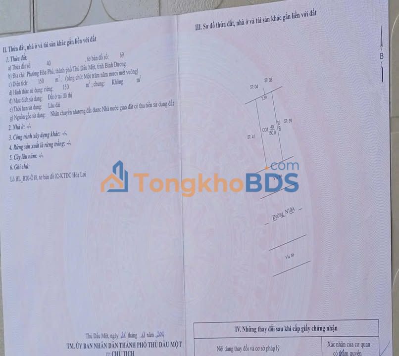 Đất nền N12 Bình Dương 150m² 4.2 tỷ - Sổ đỏ chính chủ