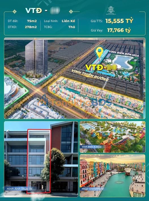 Townhouse Vinhomes Ocean Park Gia Lam 75m² 15.555 tỷ - Mặt tiền kinh doanh