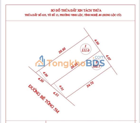Đất nền Lê Viết Thuật Vinh 111m² 3 tỷ - Xây dựng tự do
