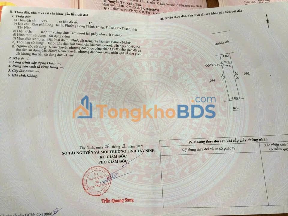 Đất Nguyễn Chí Thanh Hòa Thành 82.5m² - Pháp lý rõ ràng