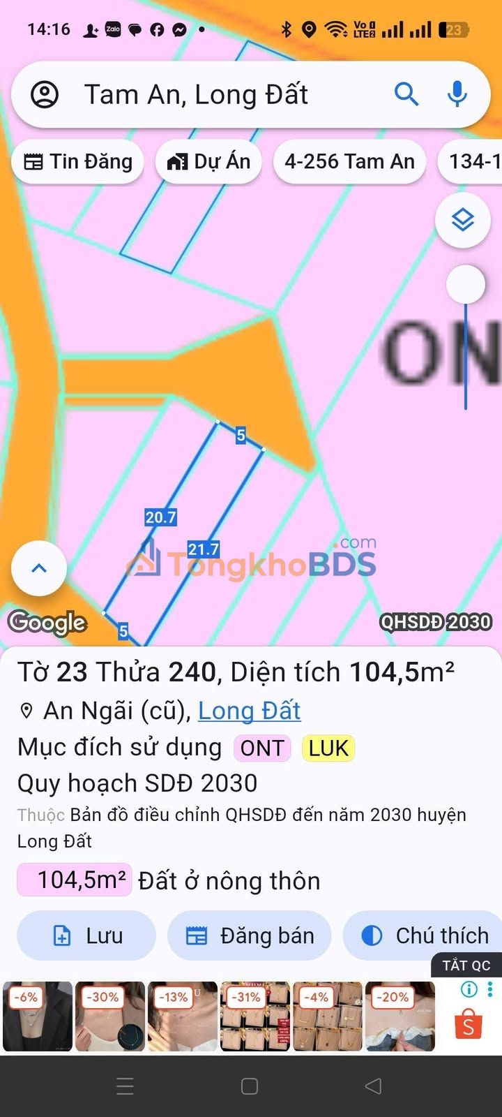 Đất nền An Ngãi Long Điền 109m² 1.25 tỷ - Sổ đỏ chính chủ