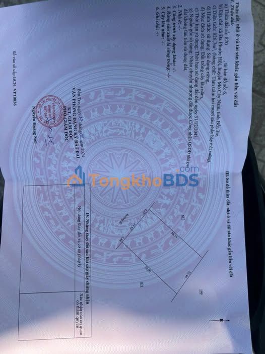 Đất TTC An Vĩnh 1 Bến Tre 826m² 2.065 tỷ - Đường ô tô vào thẳng