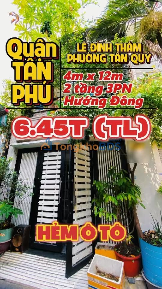 Nhà hẻm ô tô Lê Đình Thám 49m² 6.45 tỷ - Chính chủ bán