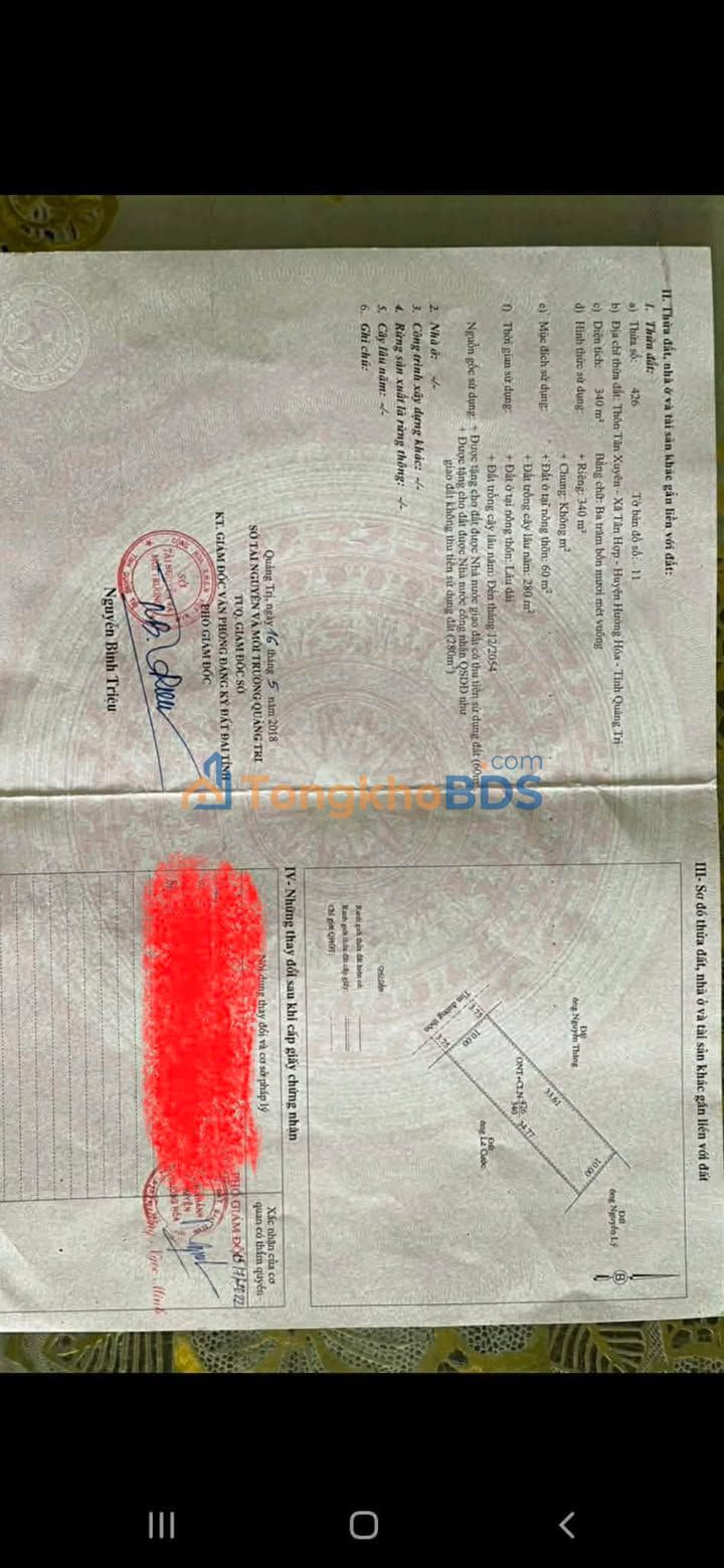 Đất Tân Xuyên Tân Hợp 340m² 200 triệu - Sổ đỏ chính chủ