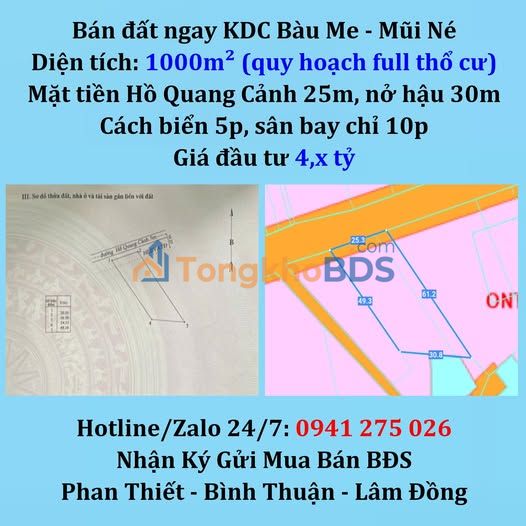 Đất nền Mũi Né 1000m² giá thỏa thuận - Đất thổ cư 100%