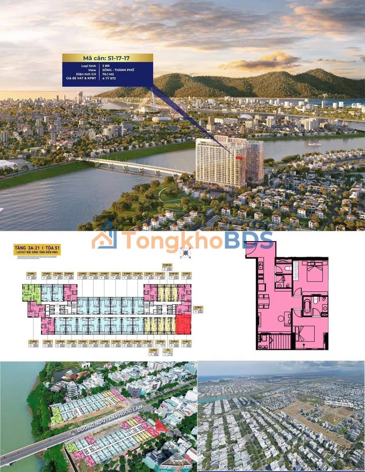 Apartment Hòa Xuân Đà Nẵng 70,1m² 4,232 tỷ - View sông đẹp