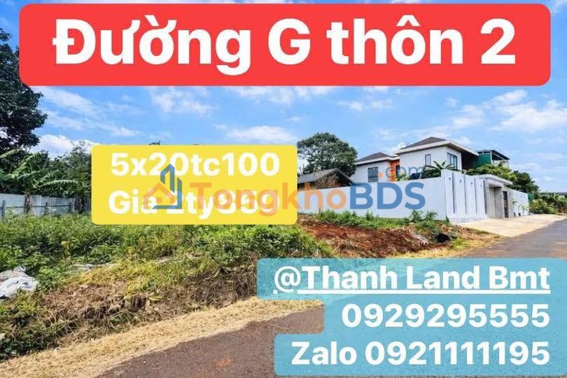Đất nền Thôn 2 Cư Bua 100m² 2.85 tỷ - Sổ hồng riêng