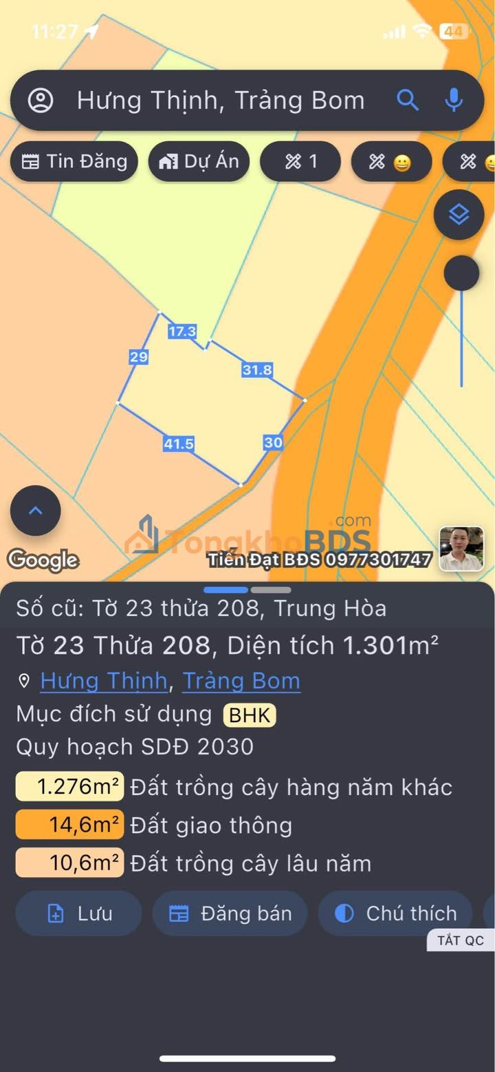 Đất CLN Trảng Bom 1.260m² hơn 2 tỷ - Pháp lý rõ ràng