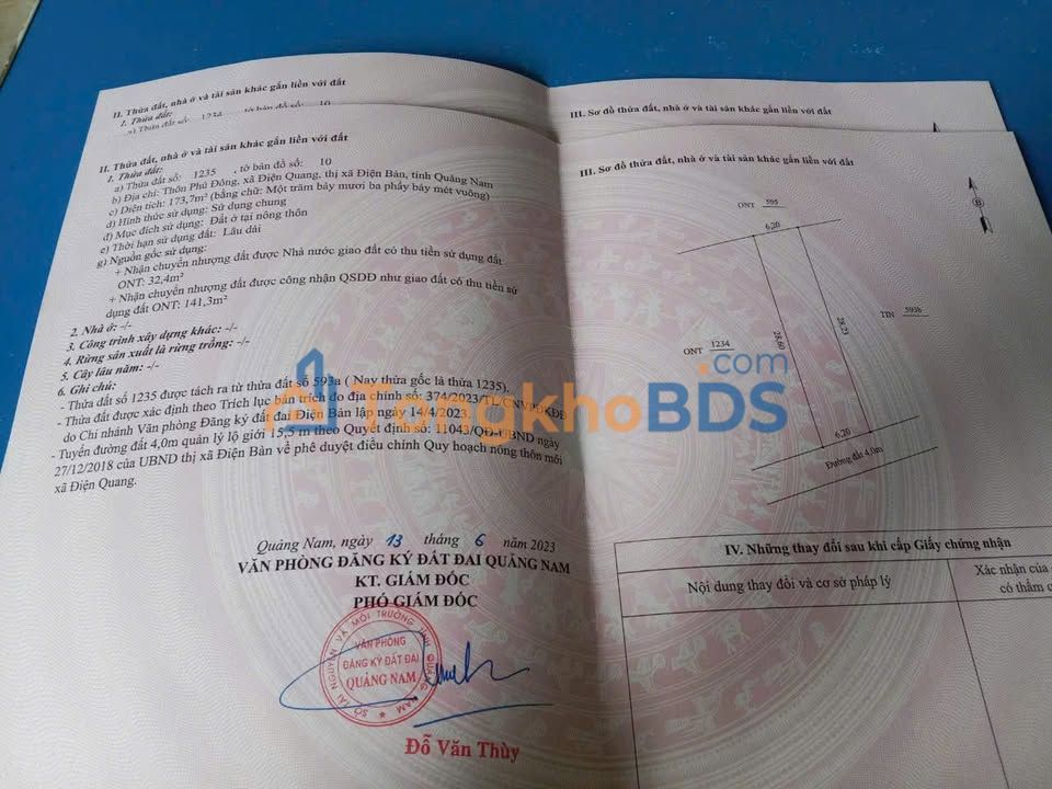 Đất nền Vĩnh Điện Điện Bàn 173m² 390 triệu - Đường to ô tô