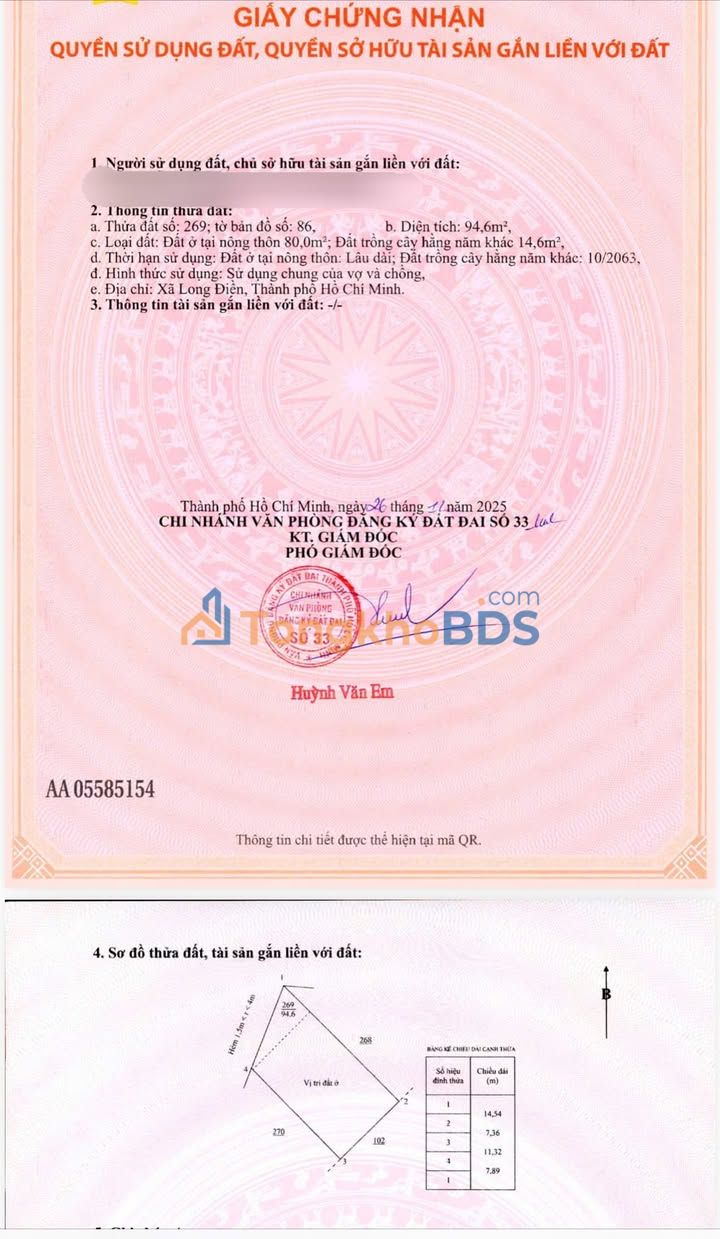 Đất nền Long Điền 118m² 1.6 tỷ - Sổ đỏ chính chủ