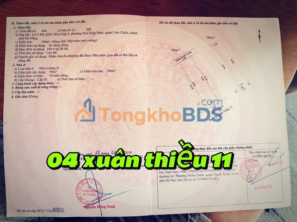 Nhà riêng Xuân Thiều 11 100m2 6 tỷ - Ô tô vào nhà