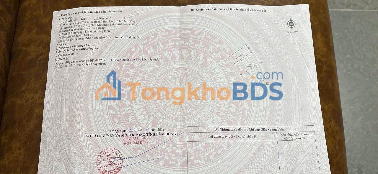 Đất Lộc Châu Bảo Lộc 120m² 800 triệu - Đất thổ cư 100%