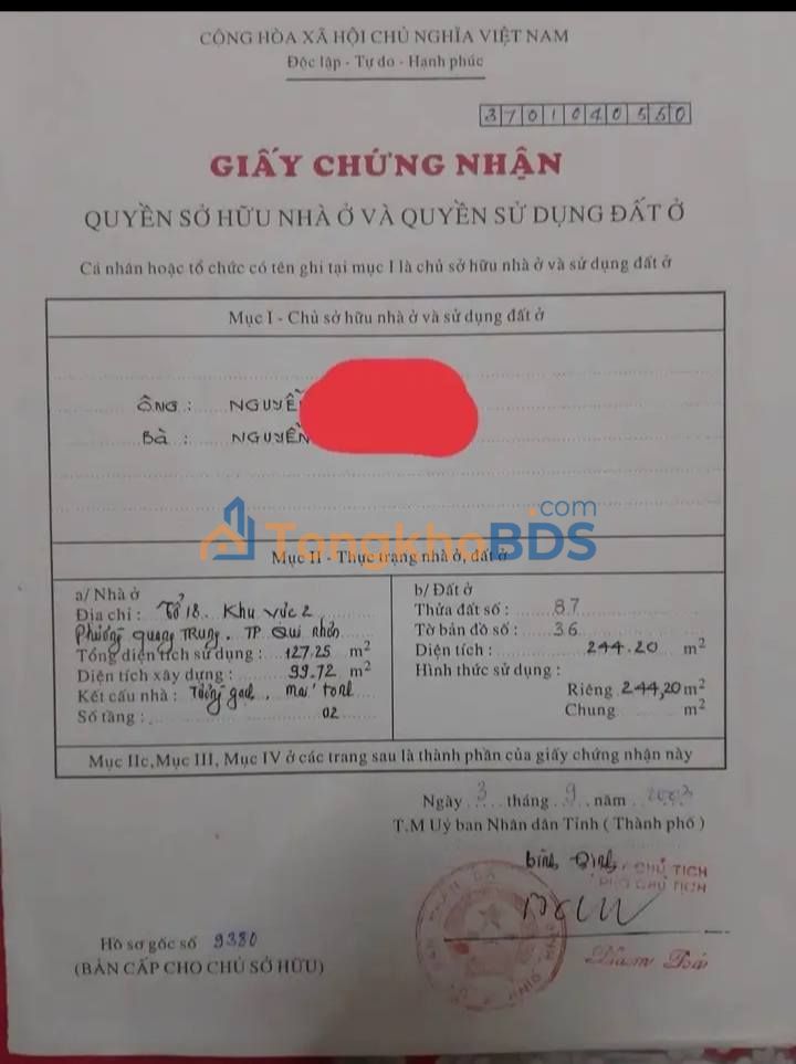 Nhà riêng Tô Hiến Thành Quy Nhơn 244m² 10.5 tỷ - Ô tô vào tận nhà