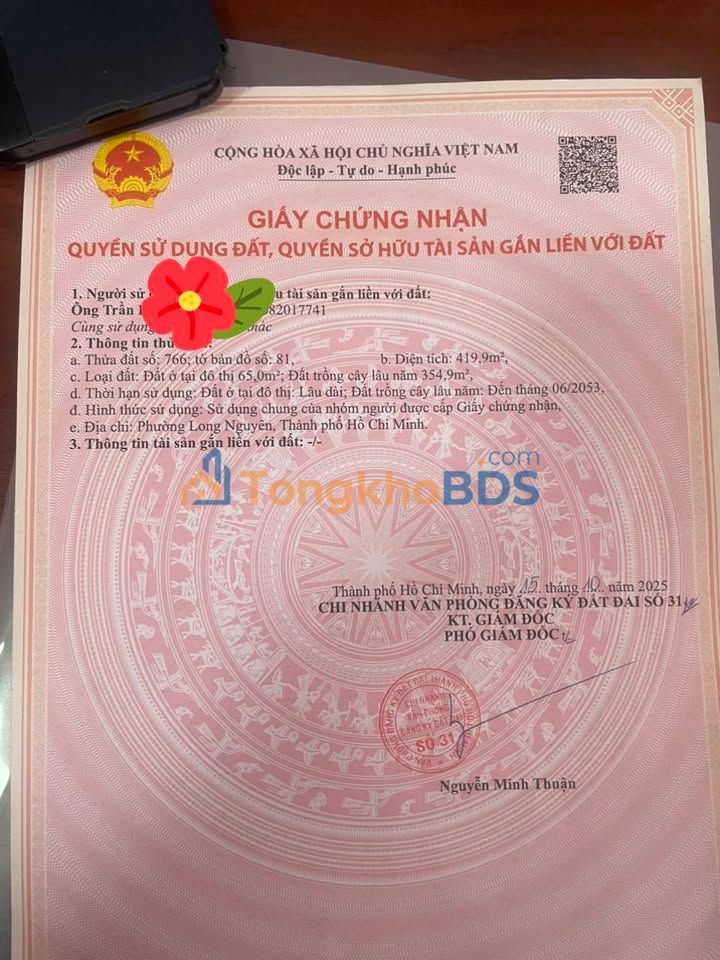 Đất nền Bến Cát 766m² 2 tỷ - Sổ đỏ chính chủ