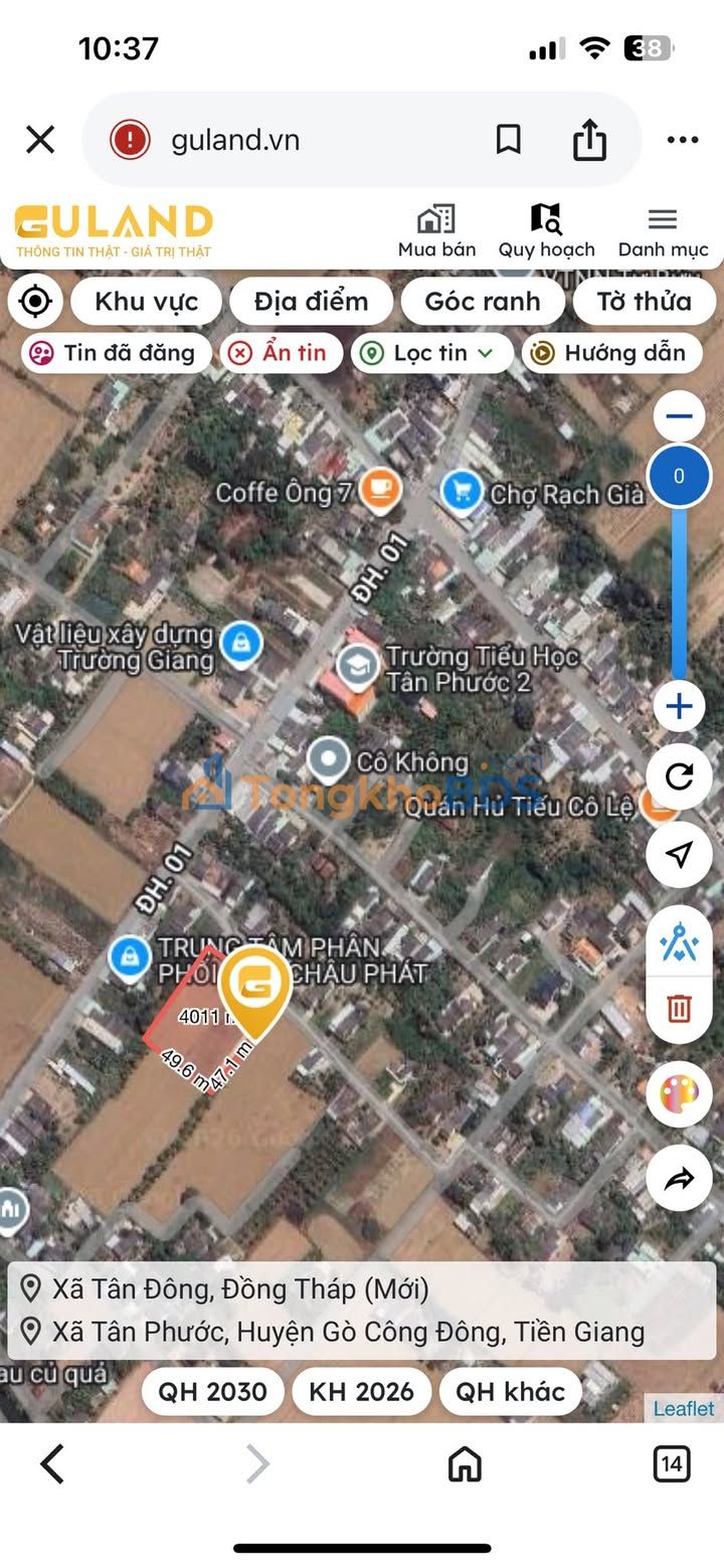 Đất Tân Phước Gò Công Đông 168m² 3xx triệu - Sổ hồng rõ ràng