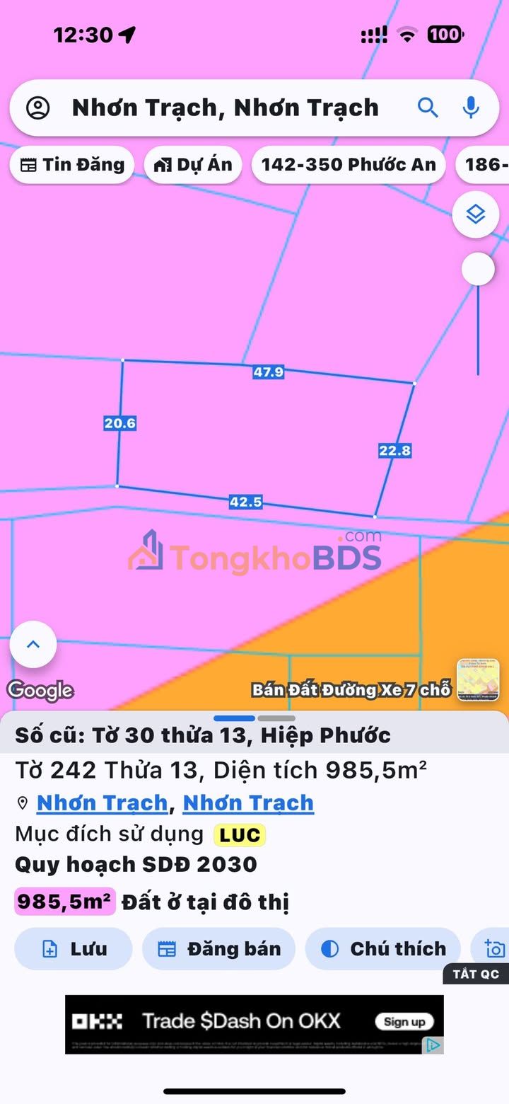 Đất lúa Nhơn Trạch 985m² 3.8 tỷ - Sổ đỏ chính chủ